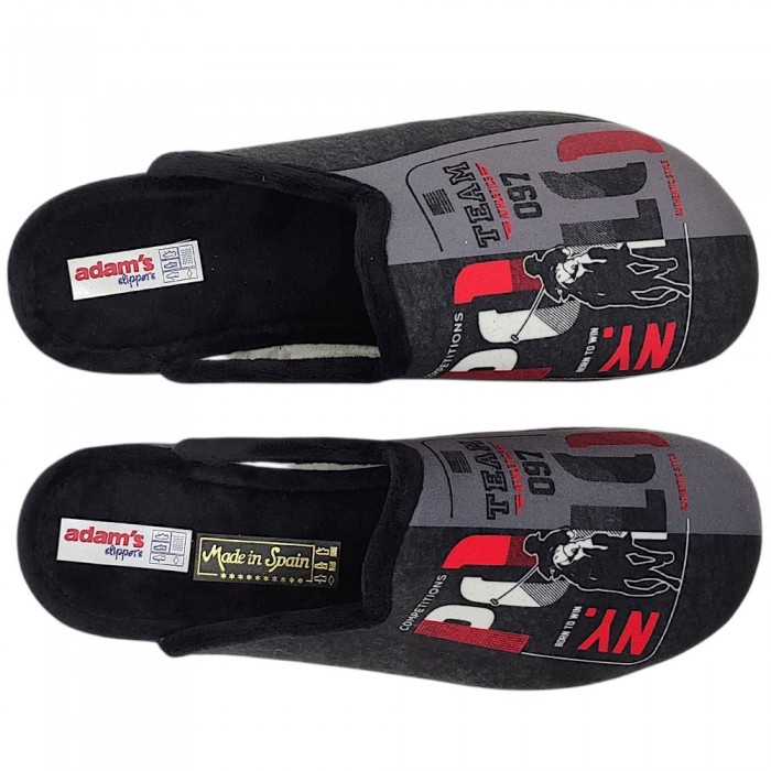 Ανδρικές Χειμερινές Παντόφλες Adam's Slippers "Polo" 624-26631 Μαύρο / Γκρι