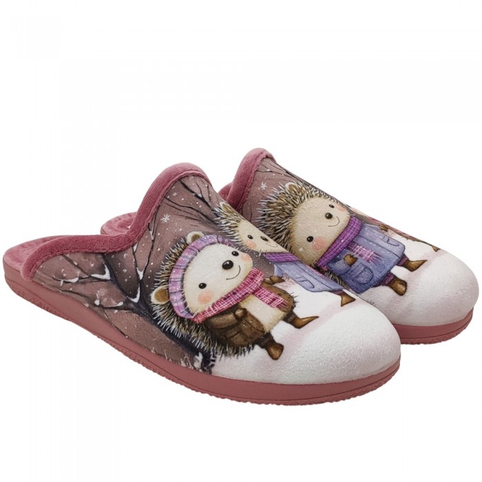 Γυναικείες Χειμωνιάτικες Παντόφλες Σκαντζόχοιρους Adam's 624-25579 Σομόν