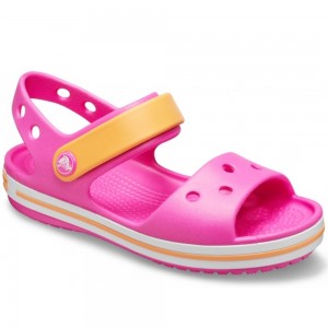 Παιδικό πέδιλο με αυτοκόλλητο Crocs Crocband Sandal Kids 12856-6QZ Φούξια