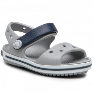 Παιδικό πέδιλο με αυτοκόλλητο Crocs Crocband Sandal Kids 12856-01U Γκρι/Μπλε