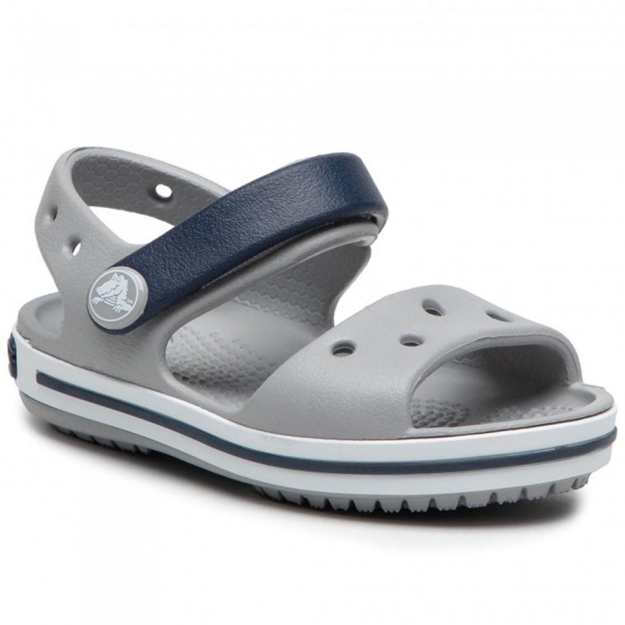 Παιδικό πέδιλο με αυτοκόλλητο Crocs Crocband Sandal Kids 12856-01U Γκρι/Μπλε