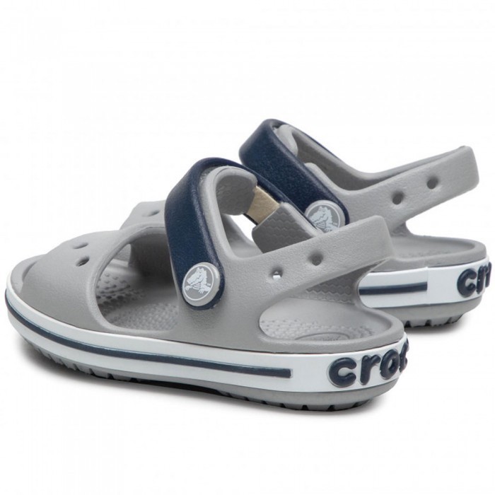 Παιδικό πέδιλο με αυτοκόλλητο Crocs Crocband Sandal Kids 12856-01U Γκρι/Μπλε