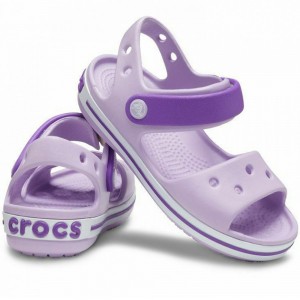 Παιδικό πέδιλο με αυτοκόλλητο Crocs Crocband Sandal Kids - 12856-5P8 Λιλά/Μώβ