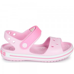 Παιδικό πέδιλο με αυτοκόλλητο Crocs Crocband Sandal Kids 12856-6GD Ροζ