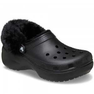 Crocs - Classic Platform Fuzz Lined Clog 212854-001 Μαύρο