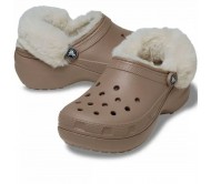 Crocs - Classic Platform Fuzz Lined Clog 212854-2Q9 Latte
