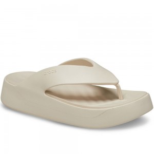 Σαγιονάρες Crocs - Gataway Platform Flip 209410-160 Εκρού