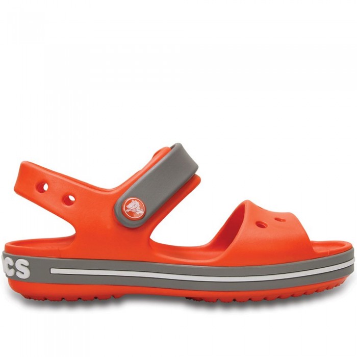 Παιδικό πέδιλο με αυτοκόλλητο Crocs Crocband Sandal Kids 12856-818 Πορτοκαλί/Γκρι Παιδικό πέδιλο με αυτοκόλλητο Crocs Crocband Sandal Kids 12856-818 Πορτοκαλί/Γκρι