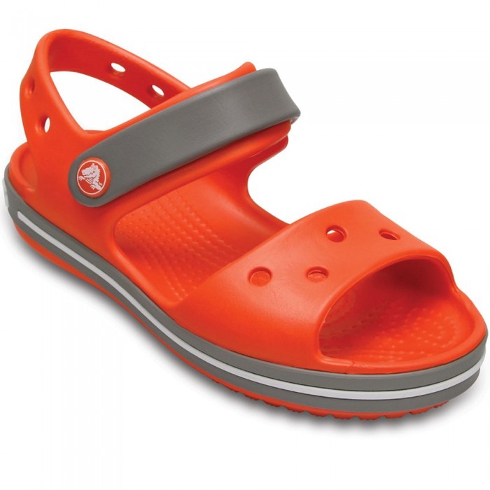 Παιδικό πέδιλο με αυτοκόλλητο Crocs Crocband Sandal Kids 12856-818 Πορτοκαλί/Γκρι Παιδικό πέδιλο με αυτοκόλλητο Crocs Crocband Sandal Kids 12856-818 Πορτοκαλί/Γκρι