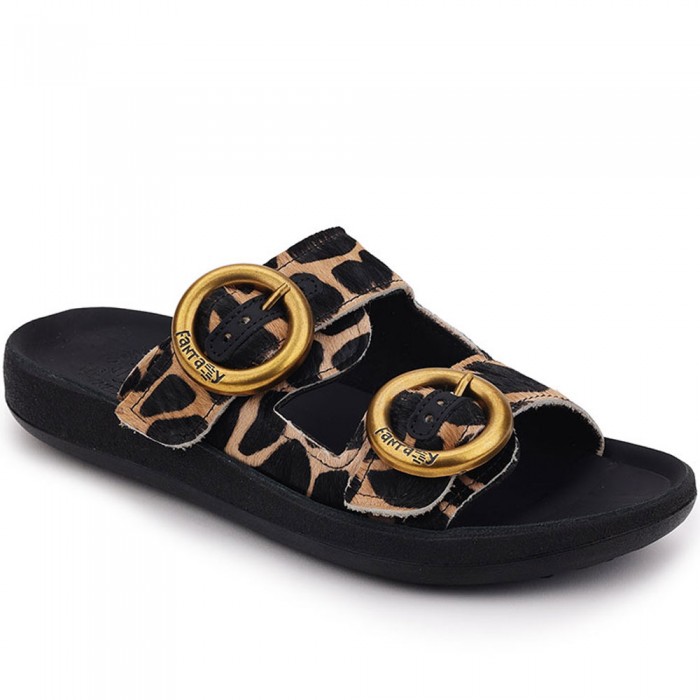 Δερμάτινες Παντόφλες Fantasy Sandals - Joya S924 Animal Skin