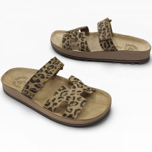 Δερμάτινα Ανατομικά Σανδάλια Fantasy Santals - Bianca S347 Moka Leopardo