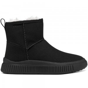 Geox Εφηβικά Μποτάκια Laquinny Suede με Επένδυση Γούνας  J56M3C C9999 Μαύρο