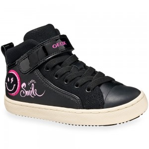 Παιδικά Αθλητικά Μποτάκια Geox - Kalispera Girl Black Happy Smile J744GI C0922 Μαύρο / Φούξια