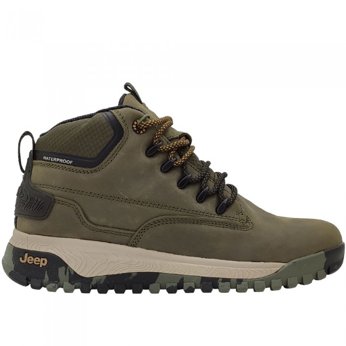 Δερμάτινα Αδιάβροχα Μποτάκια Jeep - Canyon Mid Waterproof JM32110A-Military Λαδί