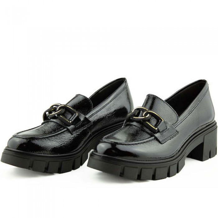 Λουστρίνι Δερμάτινα Loafers Chunky Ragazza 0751 Μαύρο/Λουστρίνι