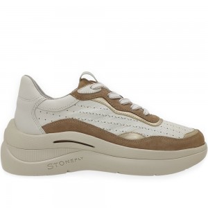 Δερμάτινα Ανατομικά Sneakers Stonefly 220767 Λευκό/Ταμπά
