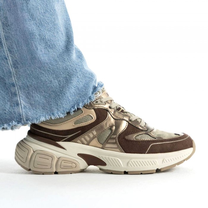 Γυναικεία Chunky Sneakers Xti 14649502 Καφέ / Μπεζ Μεταλλικό